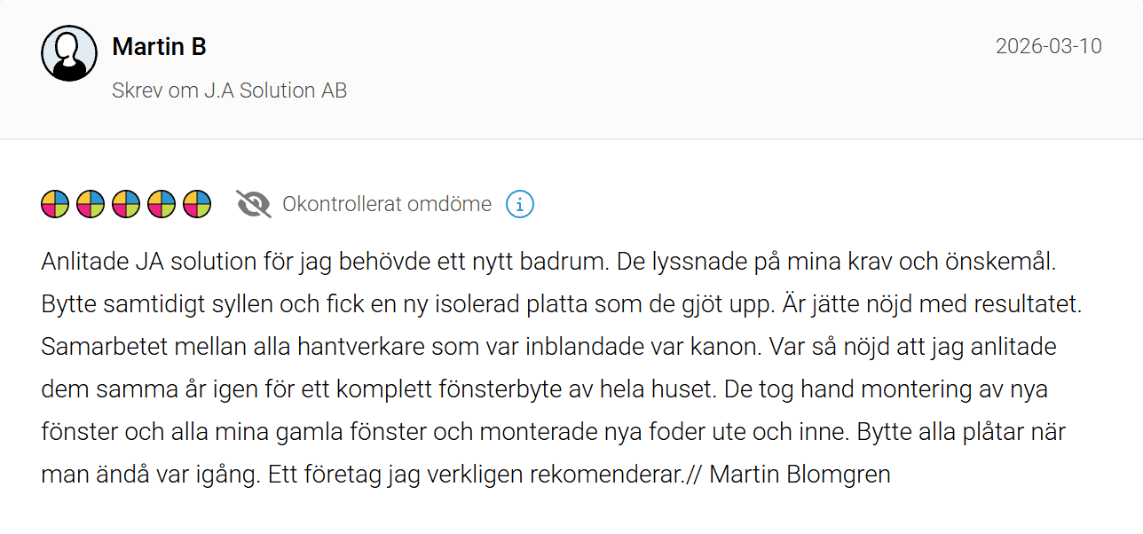 Skärmdump av kundomdöme från Martin B