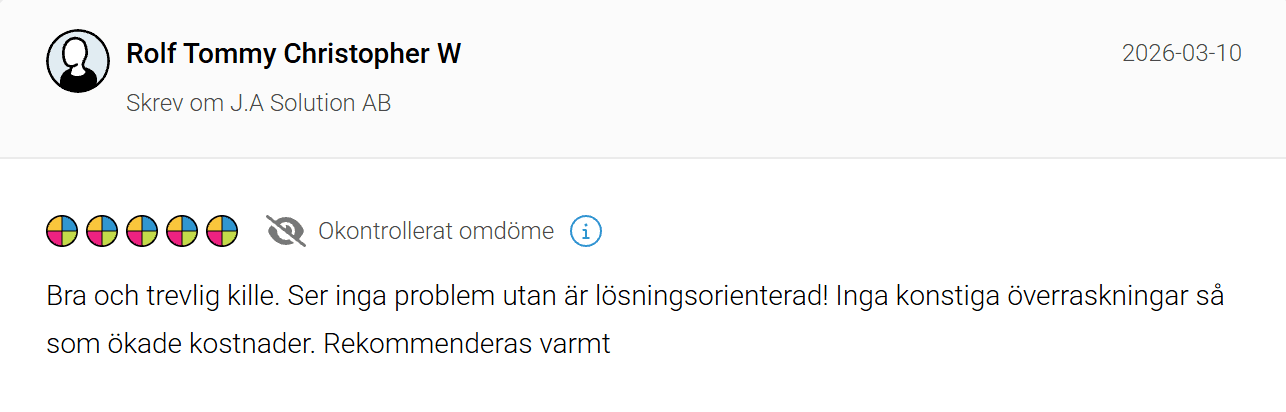 Skärmdump av kundomdöme från Rolf Tommy Christopher W